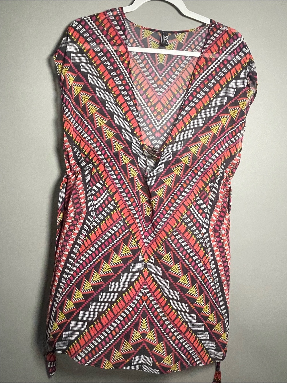 BECCA by Rebecca Virtue Geometric Tie Waist Swim Cover Up Tunic